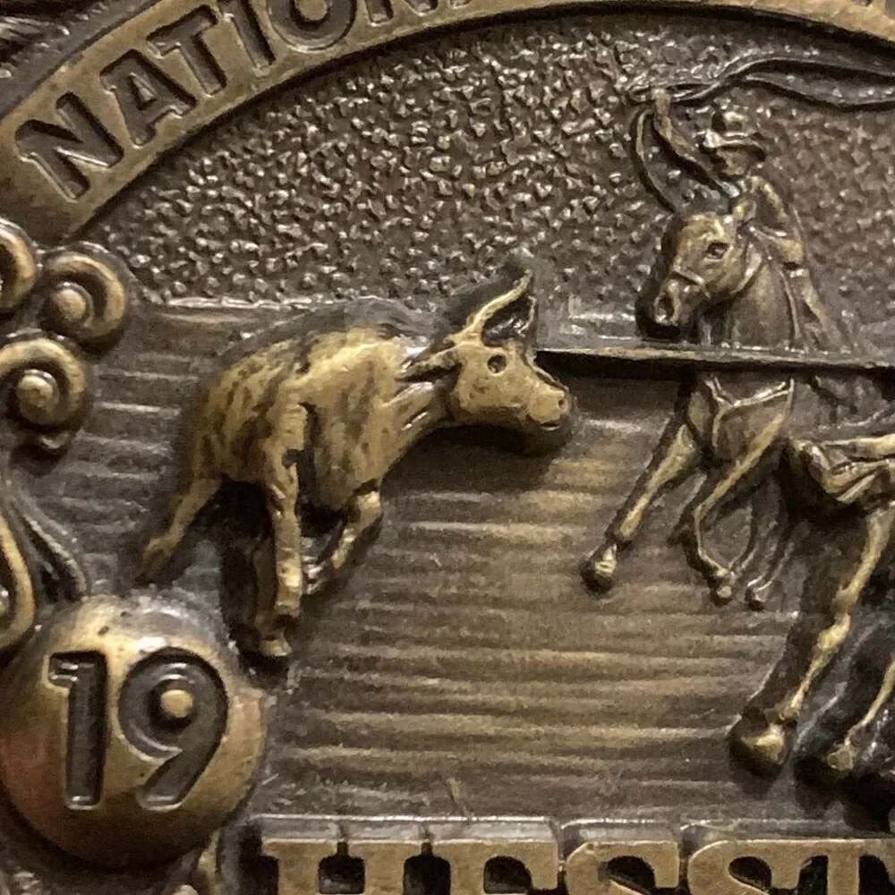 Vintage 1980 Hesston NFR Team Roping Sixth Edition Belt Buckle